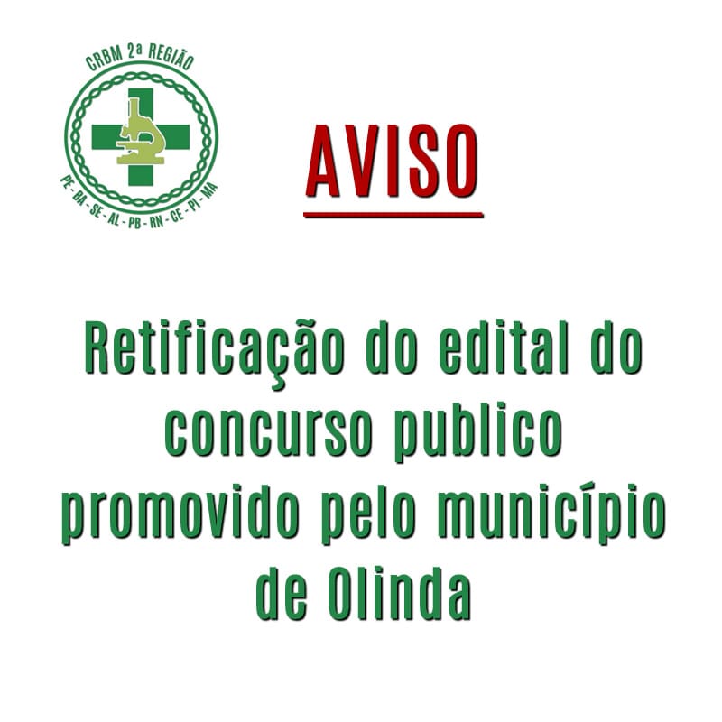 Retificação do edital do concurso publico promovido pelo Município de Olinda