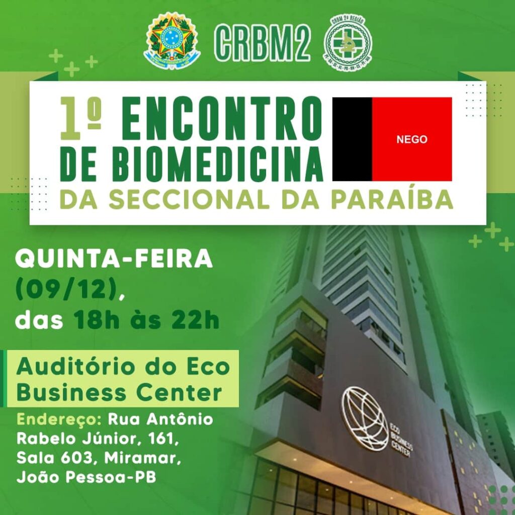 1º Encontro de Biomedicina da Paraíba acontece nesta quinta (9), em João Pessoa