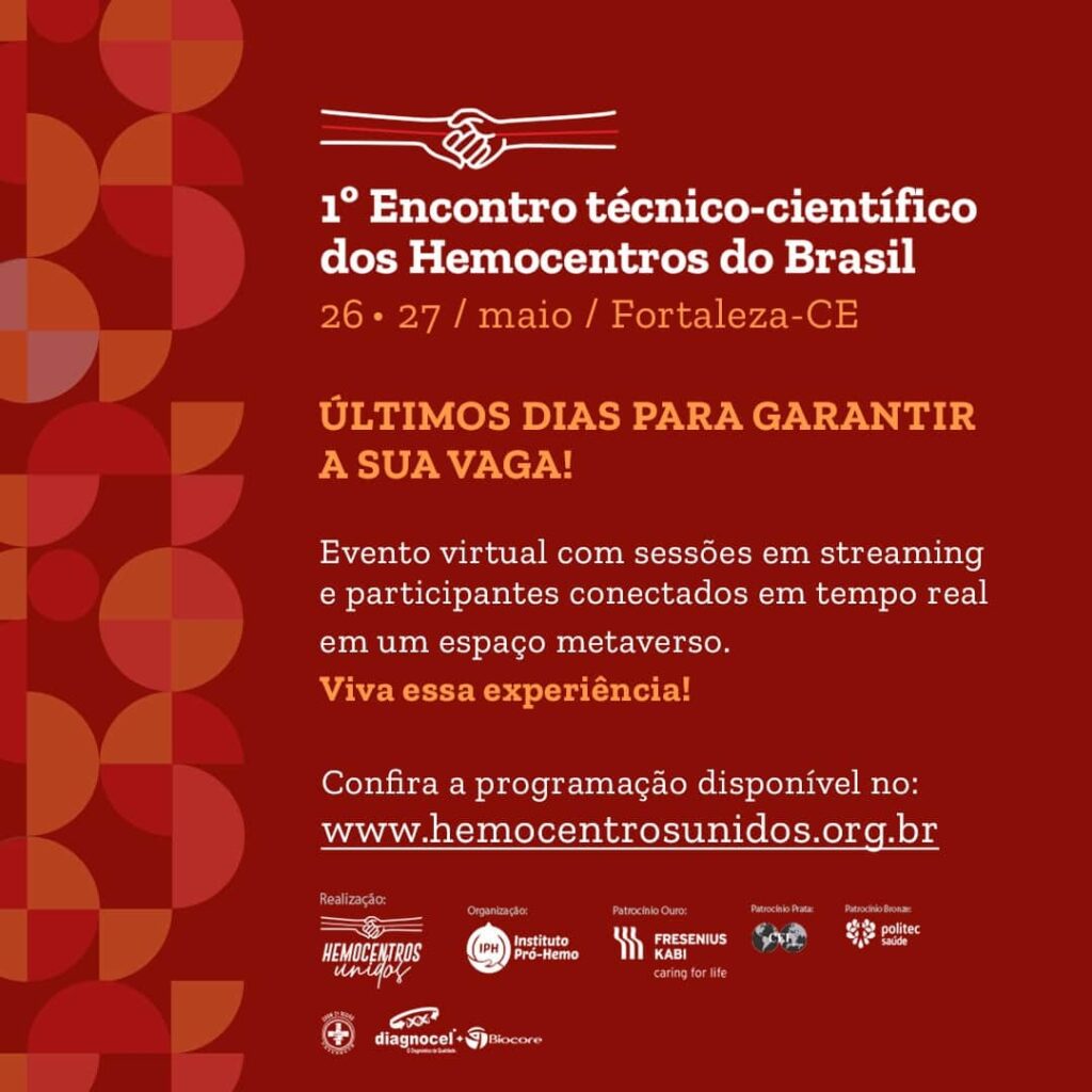 Estão abertas as inscrições para o 1º Encontro técnico-cientifico dos Hemocentros do Brasil.