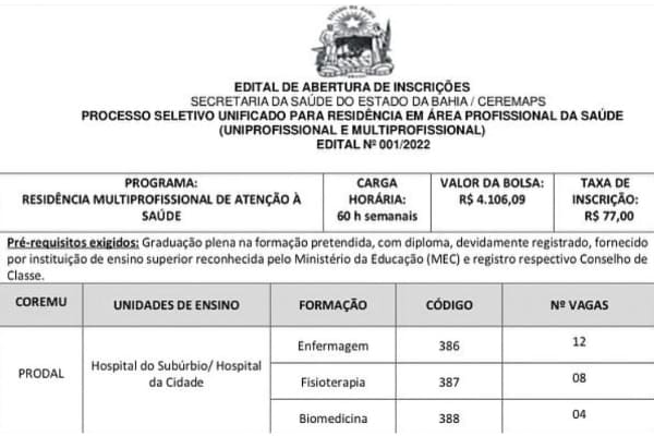 CRBM2- Residência na Bahia para a Biomedicina